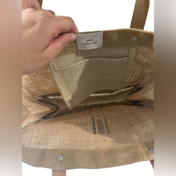 Apolis Global Citizen NetJets Swag Market Tote Bag Jute Leather Handle NWT NEW✈️ - Picture 5 of 7